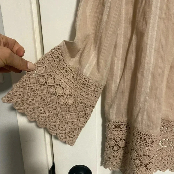 Element | taupe/ nude boho shrug with lace trim - size small - Picture 4 of 6